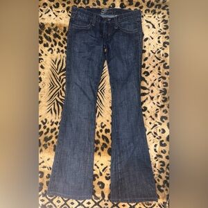Frankie B. Dark Blue Flare Jeans with Hearts